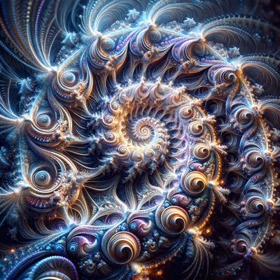 The primary subject of the image is a spiral pattern, which is the main object, scene, or focus of the image. The setting or background features a blue and purple color scheme, giving the image a vibrant and lively atmosphere. The visual style of the image is digital art, as it is a computer-generated design. The colors and mood of the image are predominantly blue and purple, creating a sense of depth and complexity in the spiral pattern.